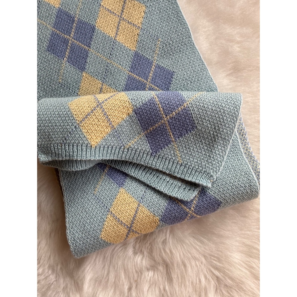 Light Blue Argyle Knit Scarf - Picture 5 of 7